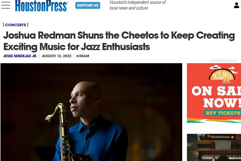 Houston Press previews Joshua Redman 3×3 and Houston SUMMERJAZZ